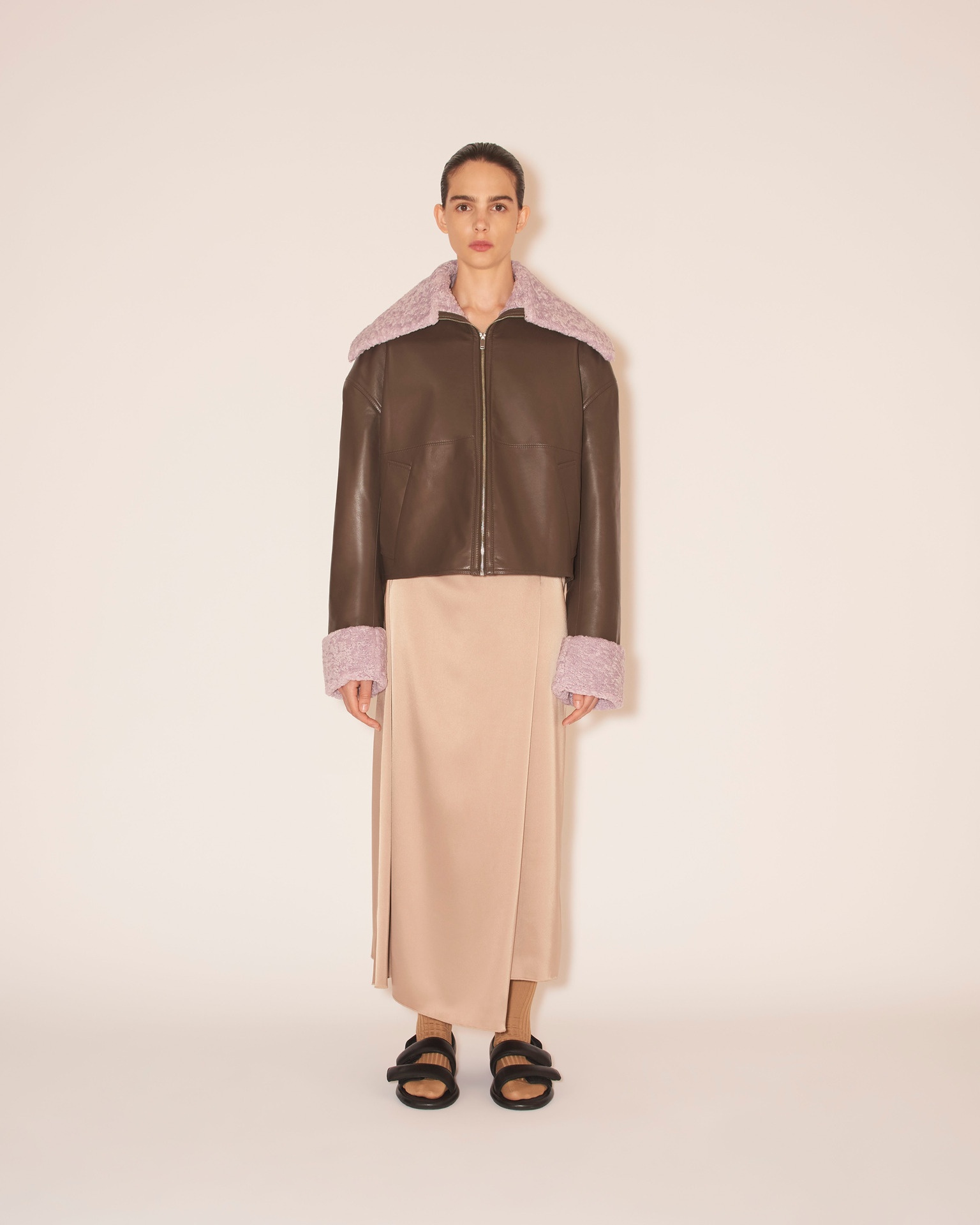 VERONA - Faux shearling jacket - Shiitake/lilac - 3