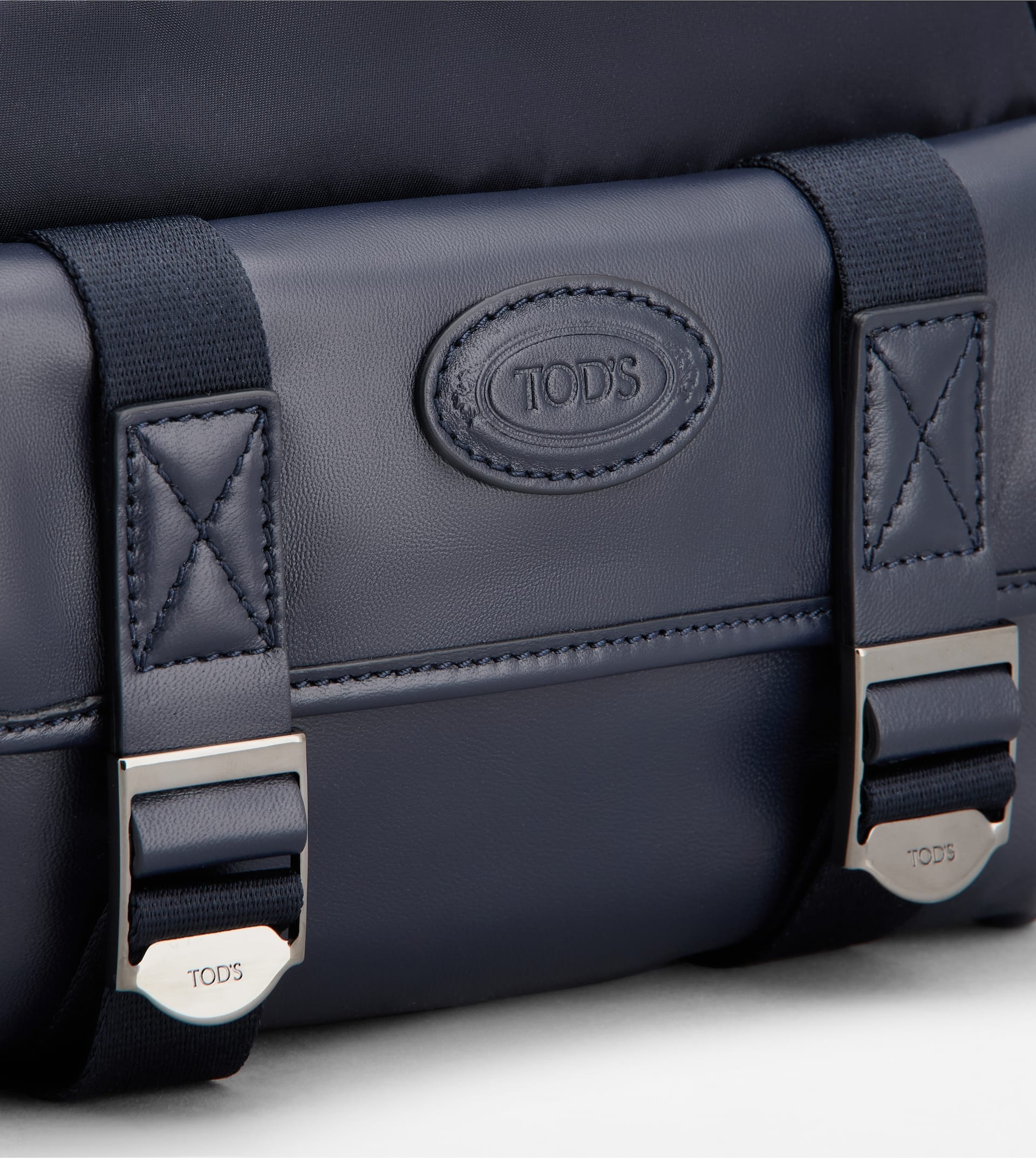 MESSENGER BAG IN FABRIC AND LEATHER MINI - BLUE - 5