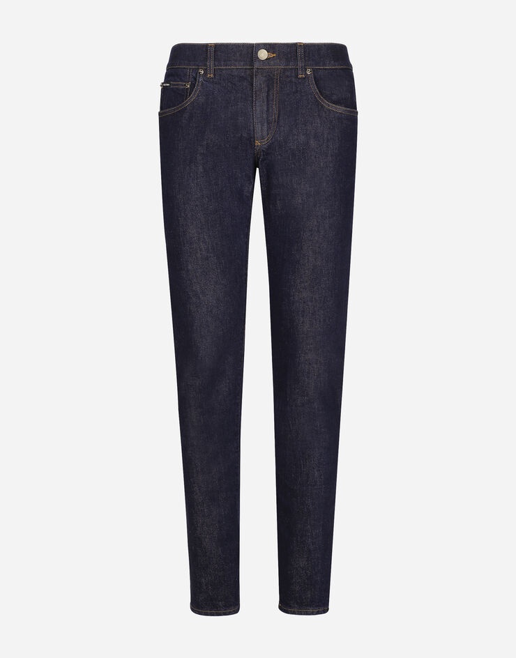 Skinny stretch denim jeans with flocked logo tag - 1