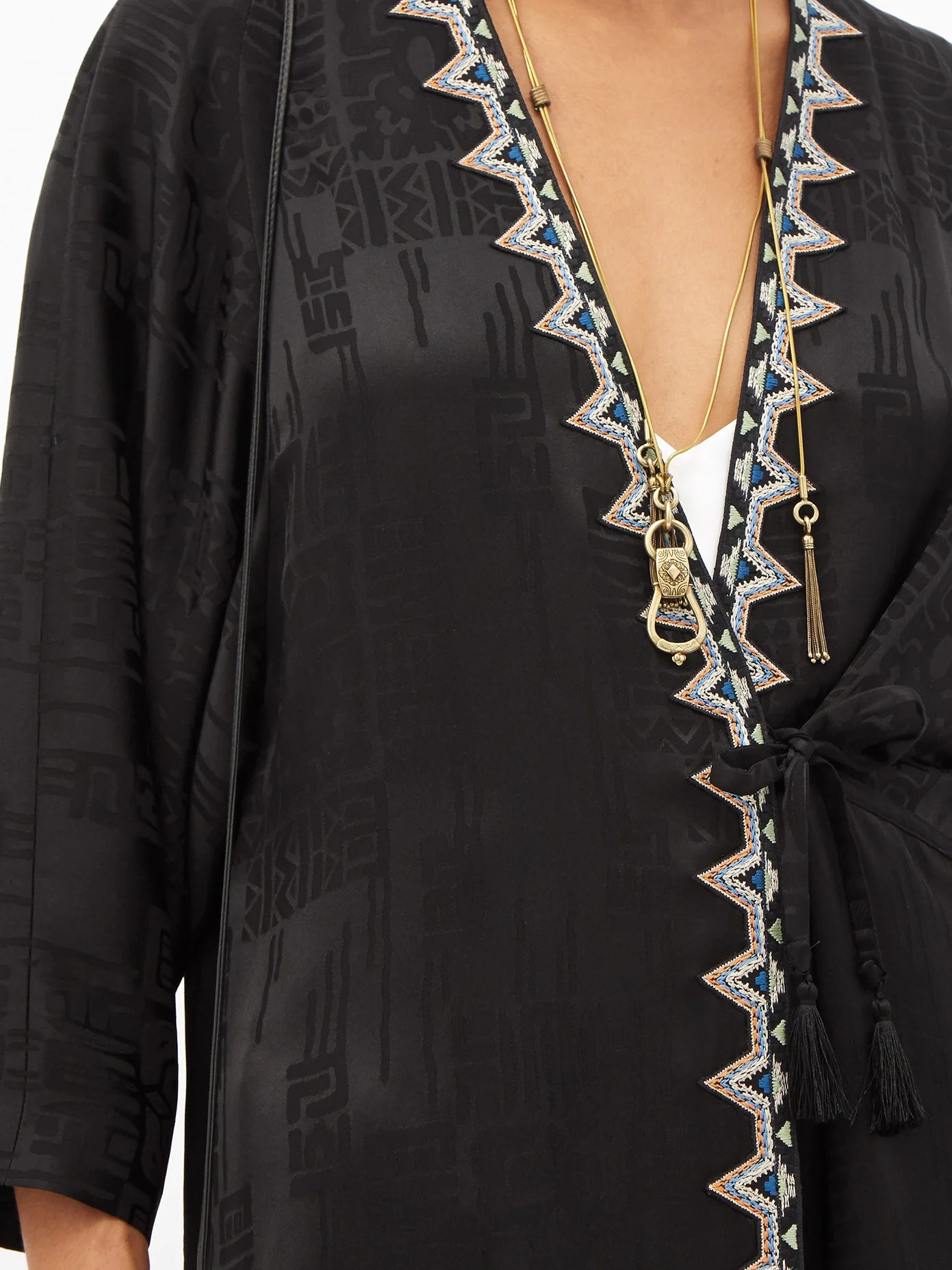 Campaerio embroidered-edge jacquard satin tunic - 3