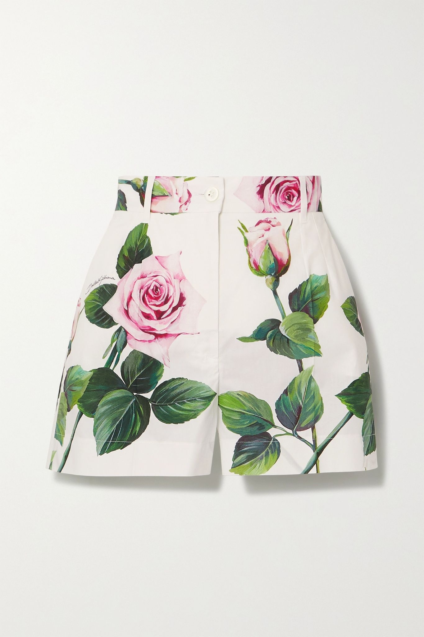 Floral-print cotton-poplin shorts - 1