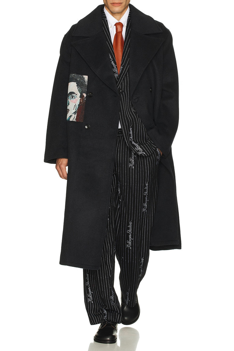 KidSuper Jacquard Patches Wool Overcoat outlook
