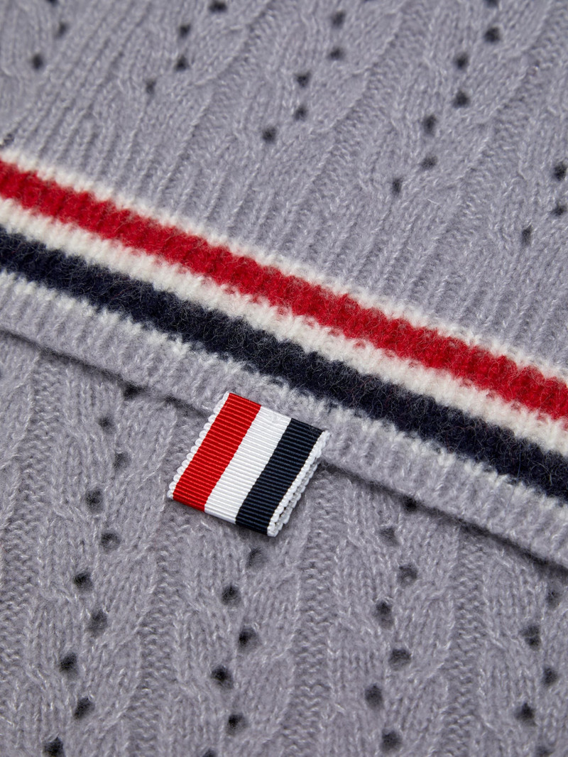 Wool Silk Cashmere Pointelle Cable Scarf 3