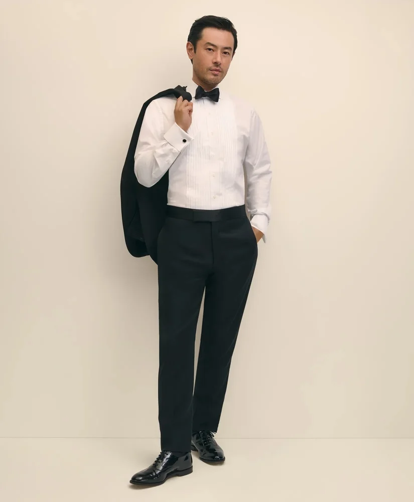 Slim Fit Merino Wool Twill 1818 Tuxedo Pants - 1