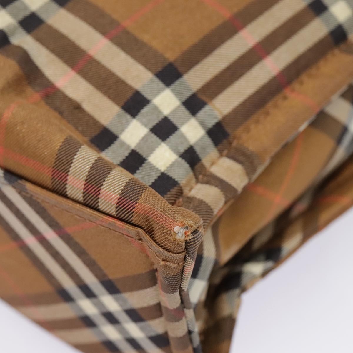 Burberry Nova Check Blue Label Tote Bag Nylon Brown - 10