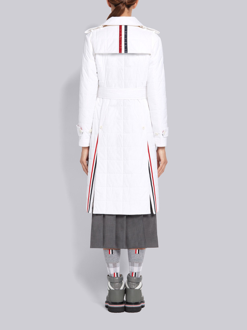 Thom Browne White Down Filled Poly Twill Center Back Stripe Classic Trench Coat outlook