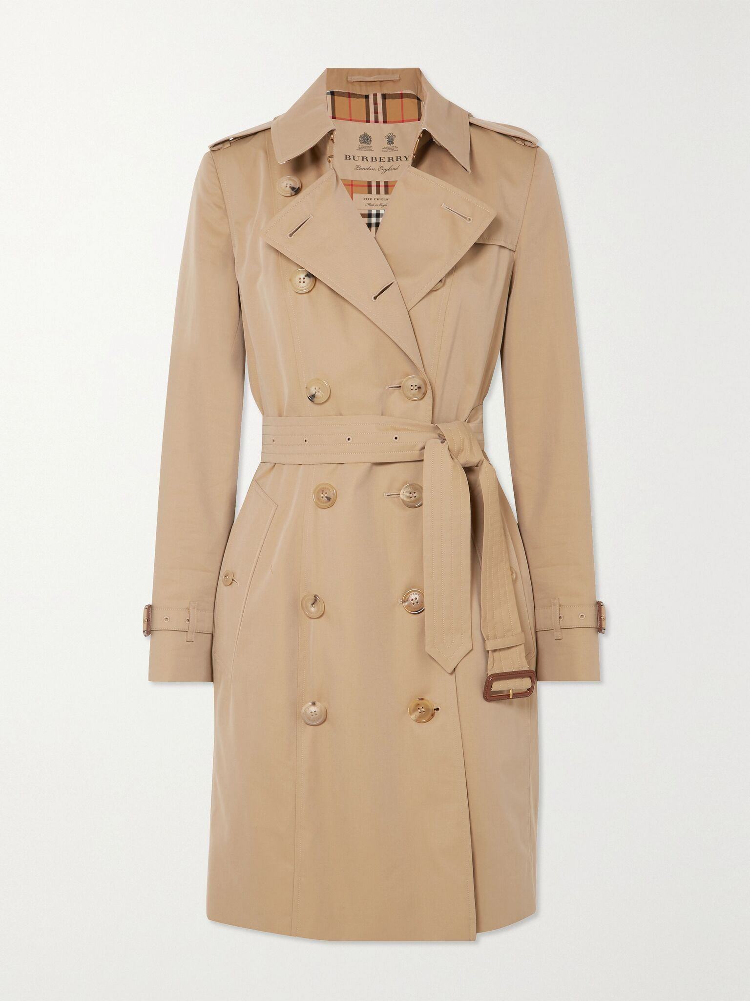 Chelsea organic cotton-gabardine trench coat Neutral - 1