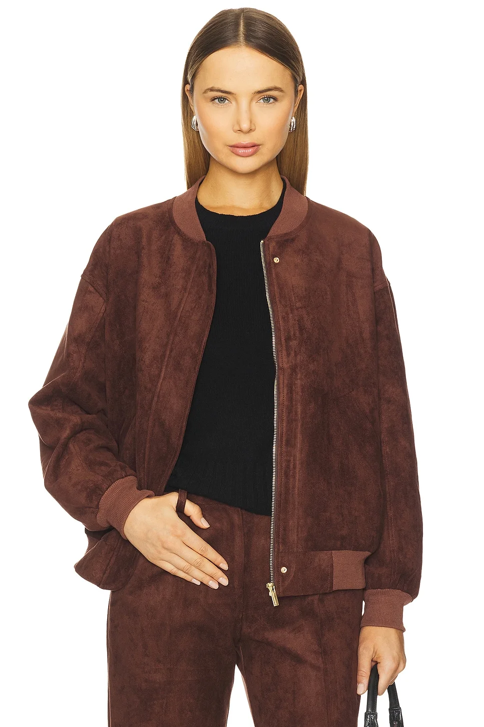 x REVOLVE Vero Suede Bomber Jacket - 1