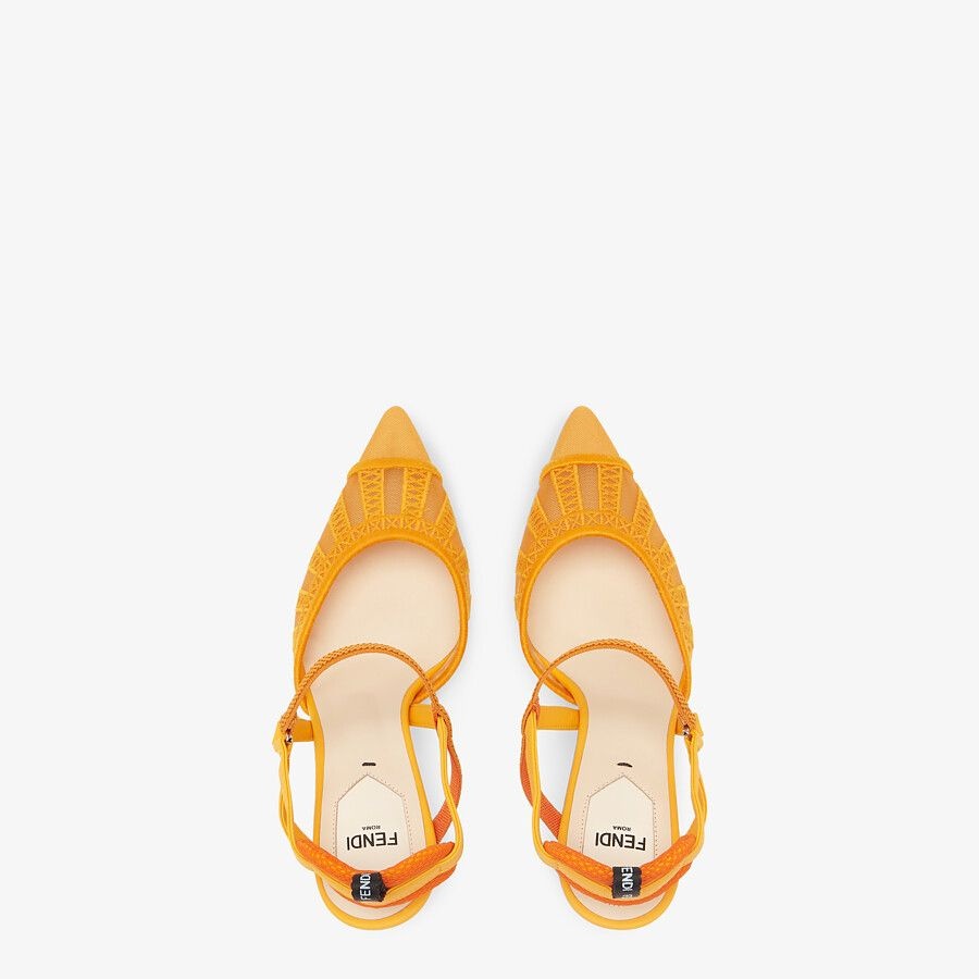 Orange micromesh high-heeled slingbacks - 4