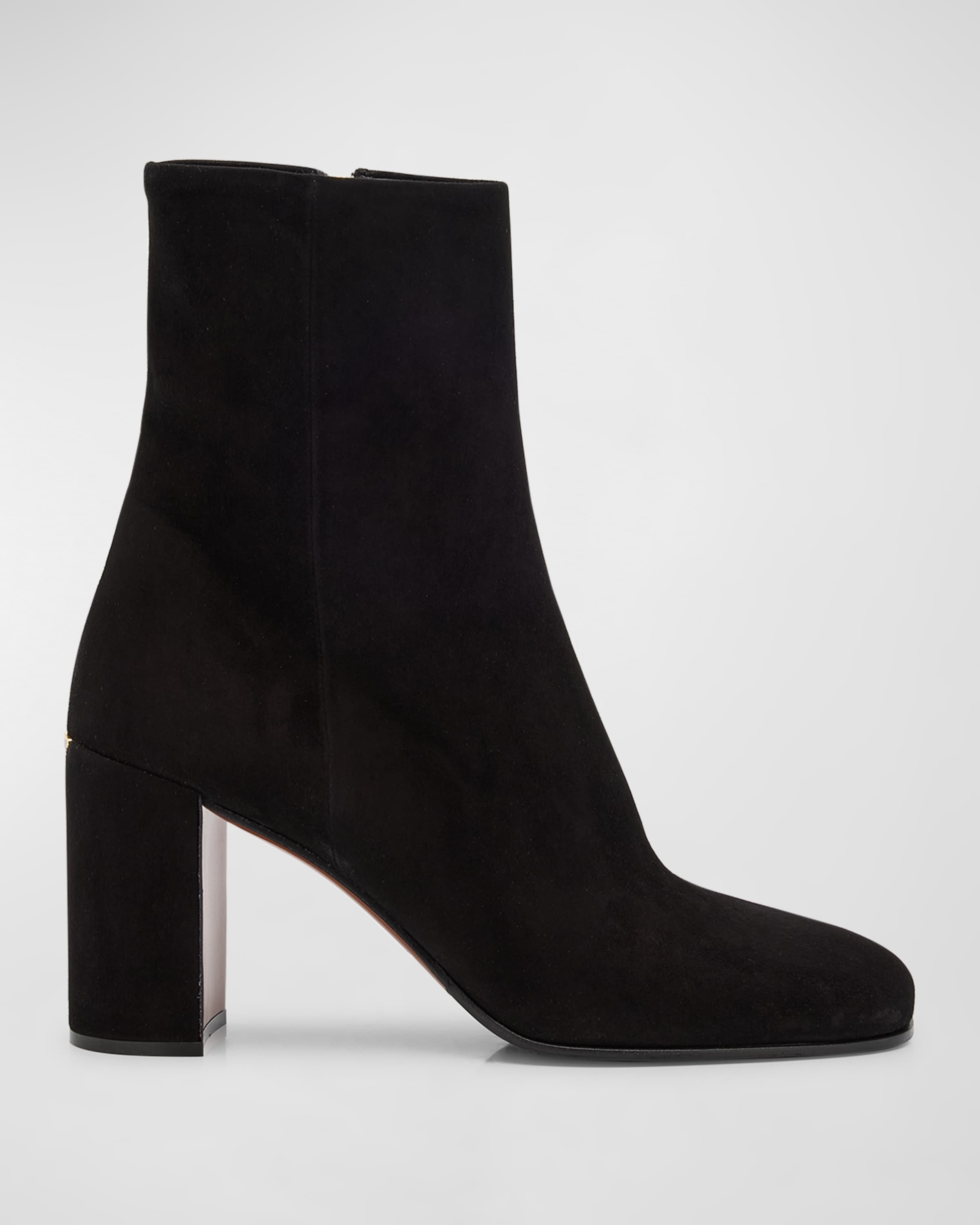 Suede Block-Heel Ankle Boots - 1