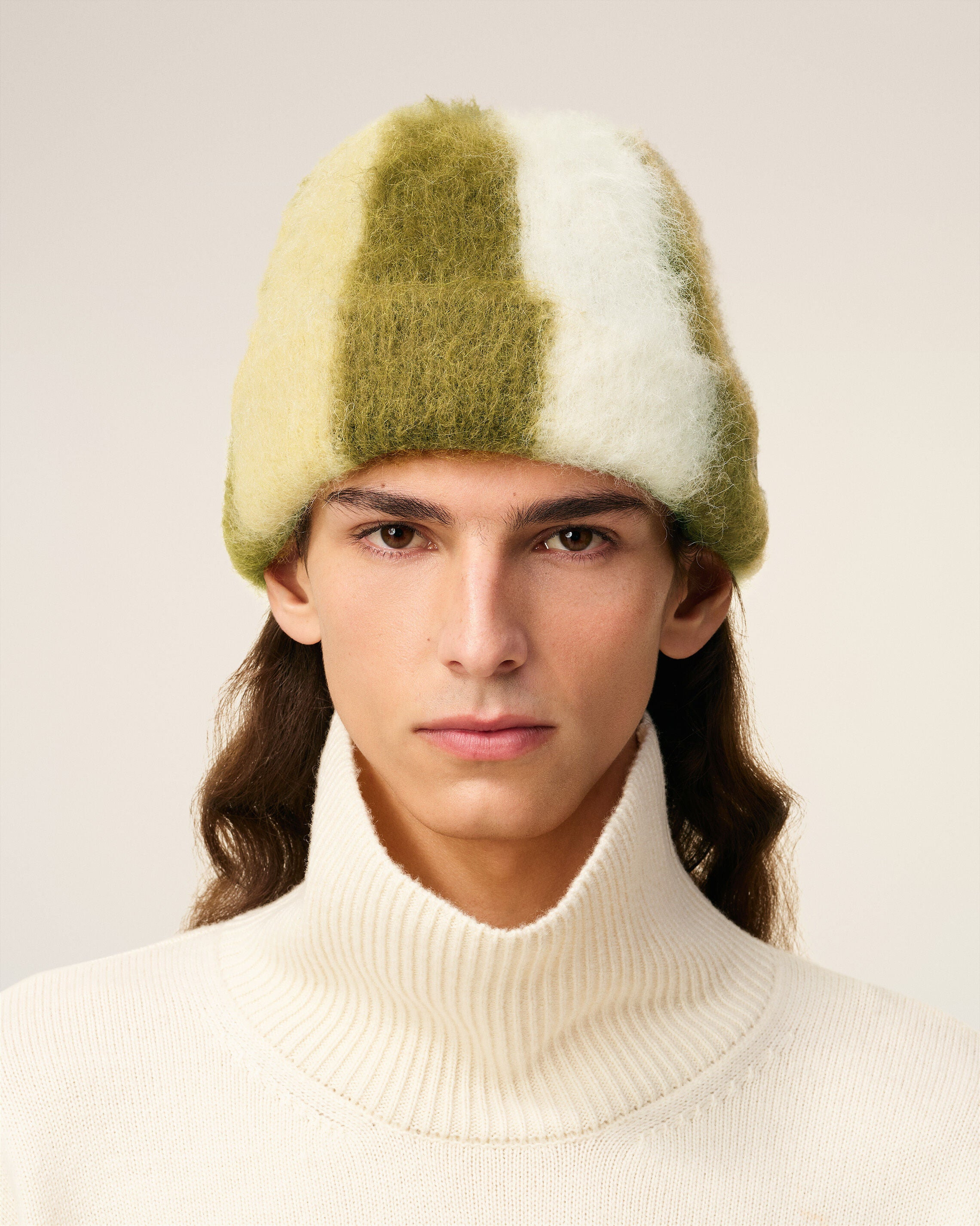 GREEN ALPACA STRIPED AMI DE COEUR BEANIE - 2