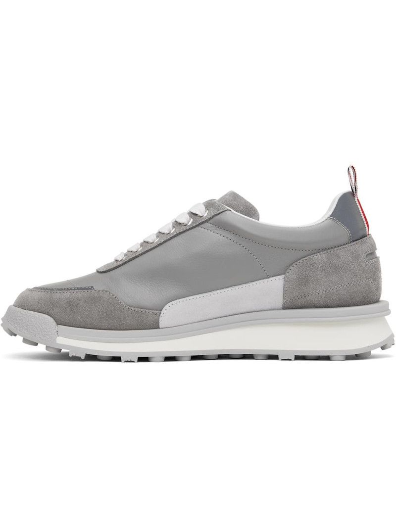 Thom Browne Gray Vitello Calf Alumni Sneakers outlook
