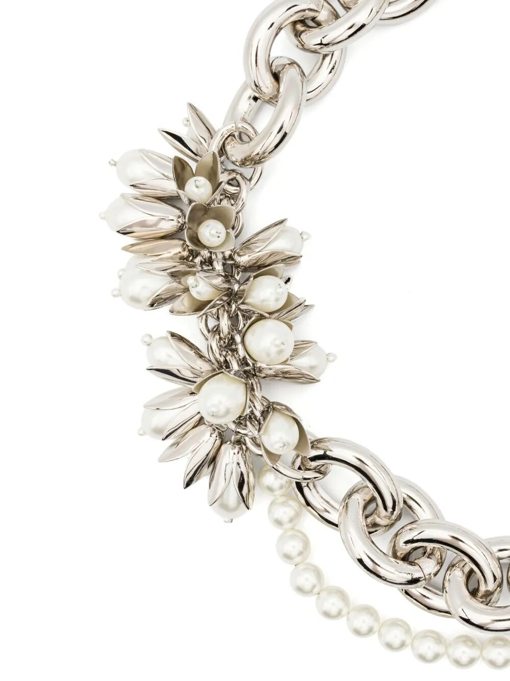 Simone Rocha Women Encased Pearl Flower Cluster Chain Necklace - 3