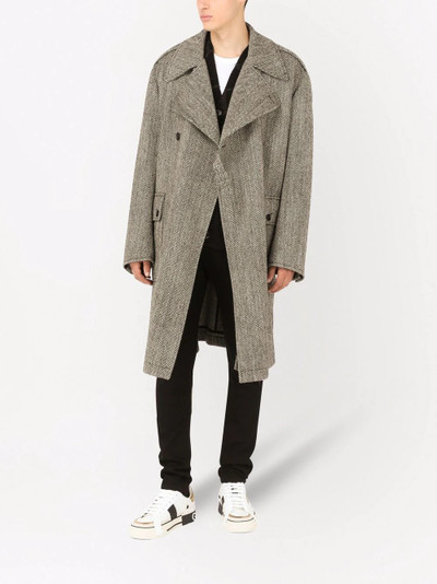 Dolce & Gabbana herringbone-pattern mid-length coat outlook