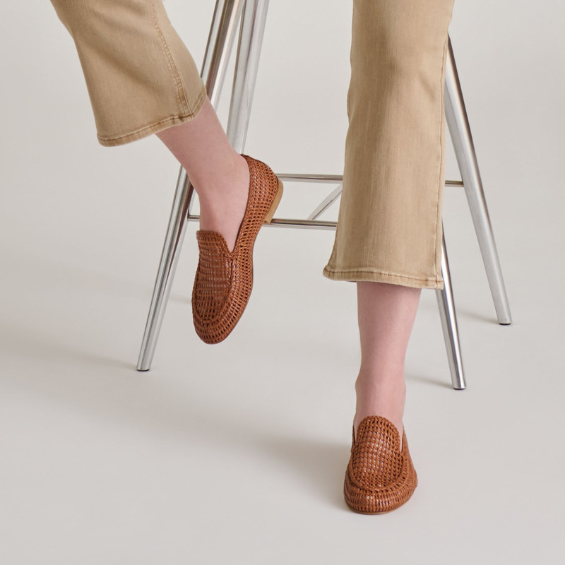 ARMOND FLATS COGNAC WOVEN LEATHER 6