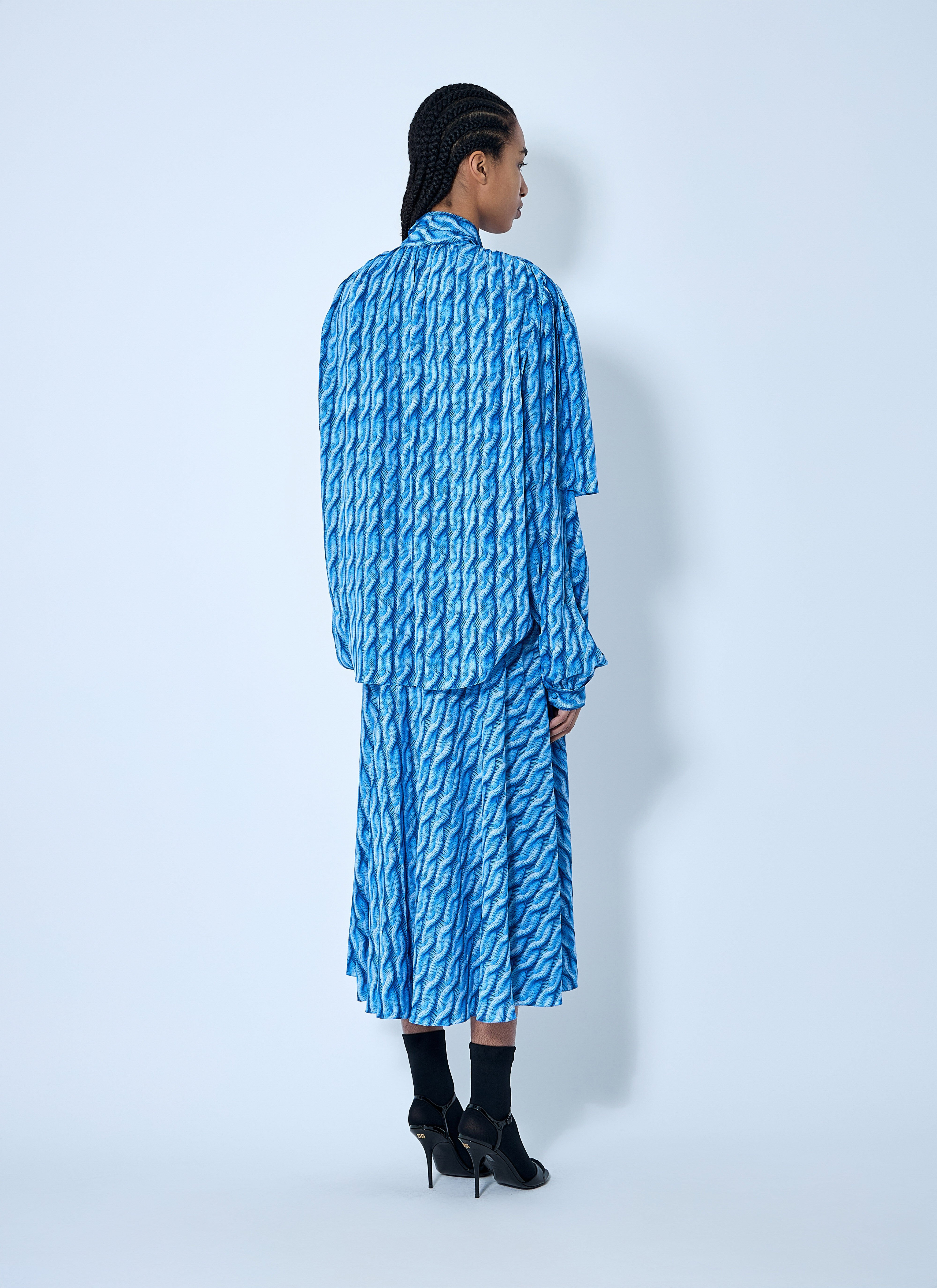 Double Sleeve Pleated Dress - 4