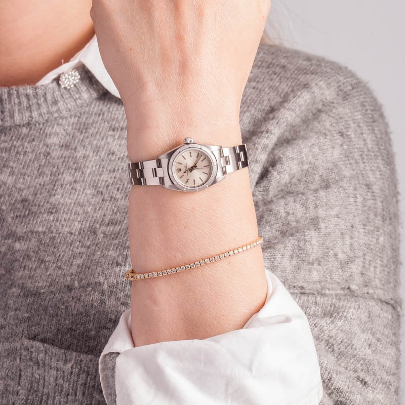 Ladies Rolex Oyster Perpetual 76030 Silver Dial - 5