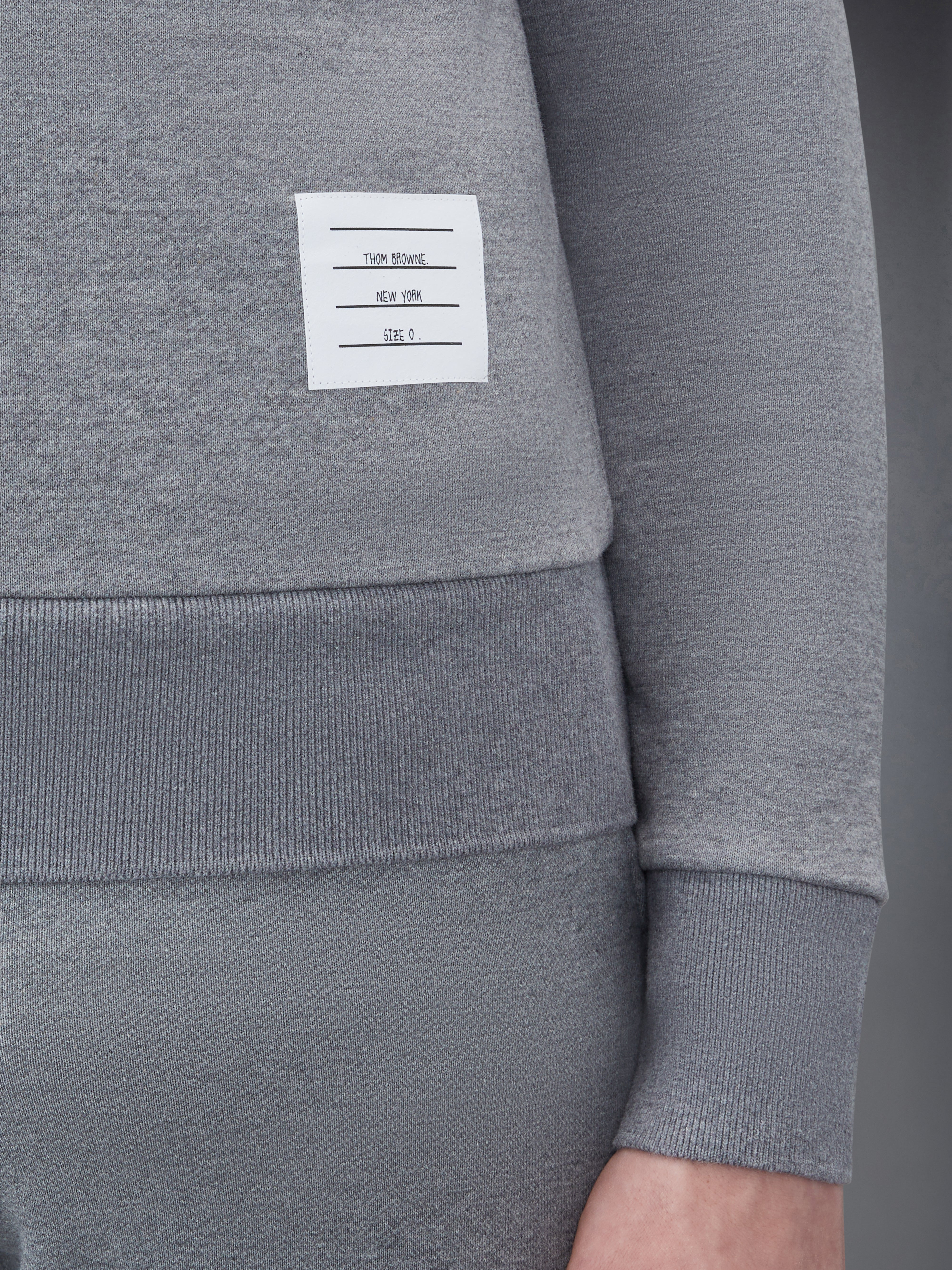 Medium Grey Cotton Loopback Relaxed Fit Tonal 4-Bar Crewneck Sweatshirt - 4