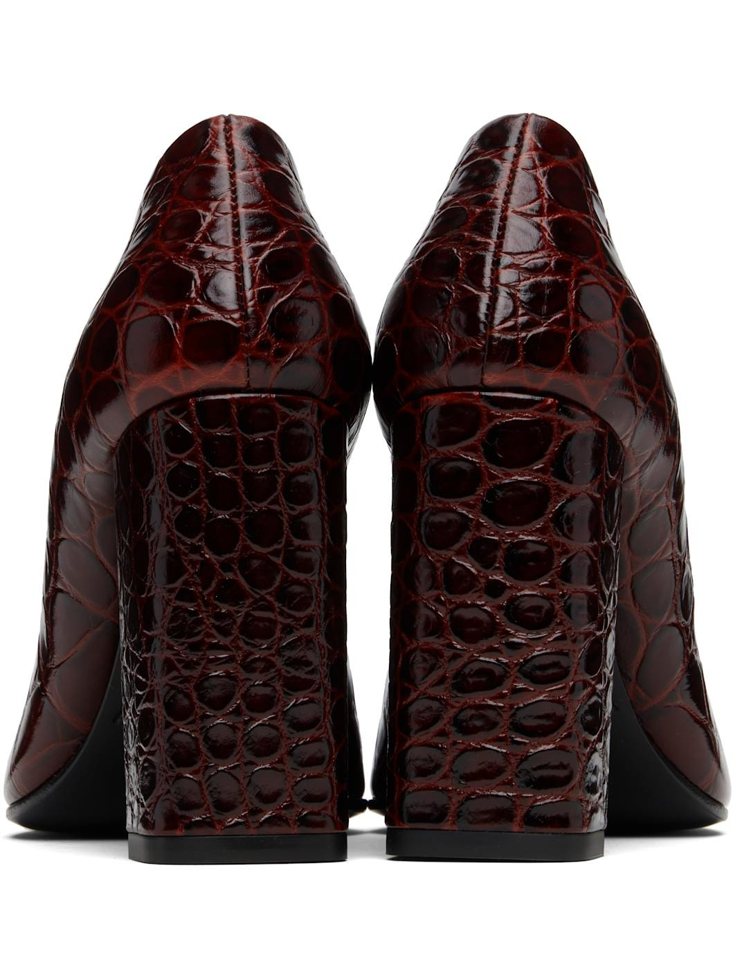 Burgundy Croc Embossed Calf 90 Heels - 2