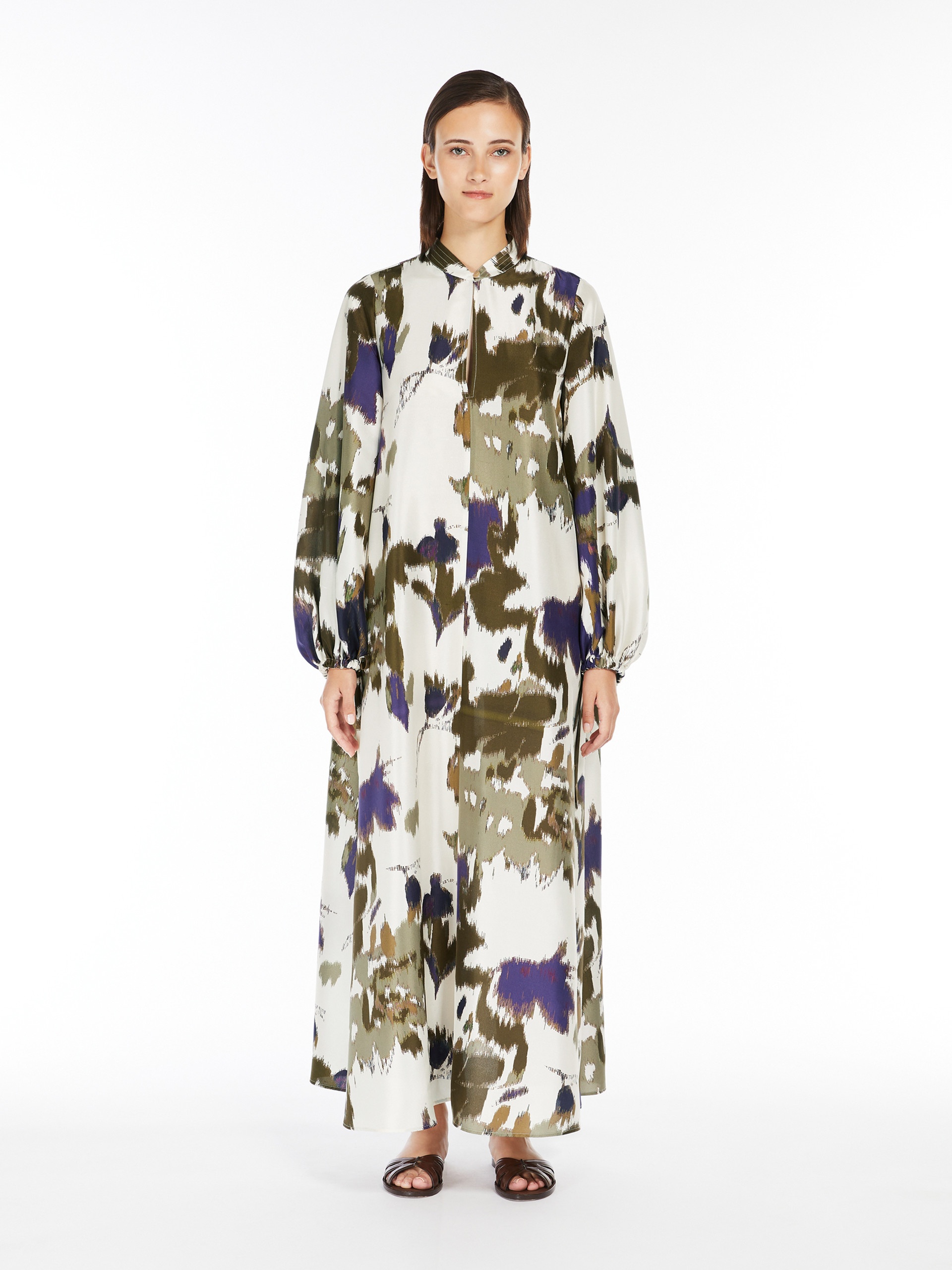 【S Max Mara】Maesta Dress/追跡+関税+全国送料込み Max Mara MAESA Printed shantung silk dress | REVERSIBLE