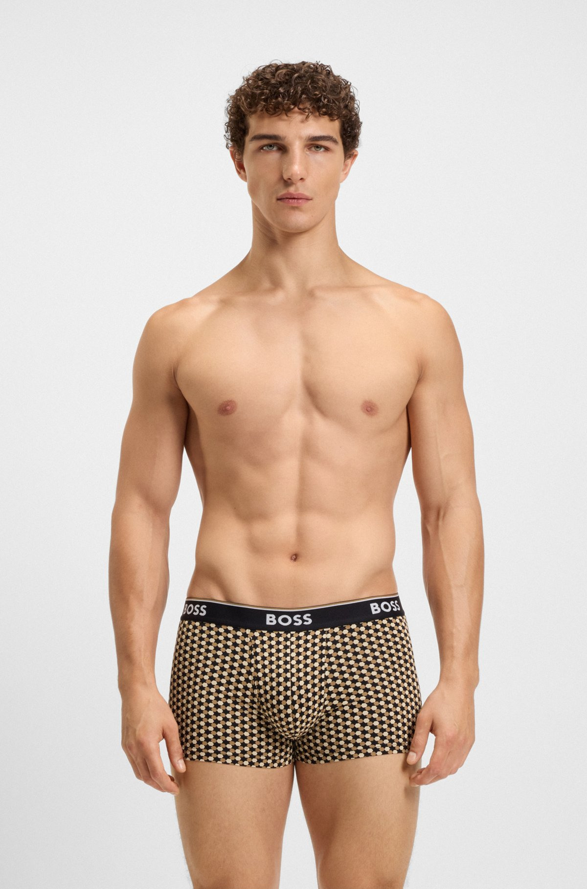 THREE-PACK OF STRETCH-COTTON TRUNKS WITH LOGO WAISTBAND - 2
