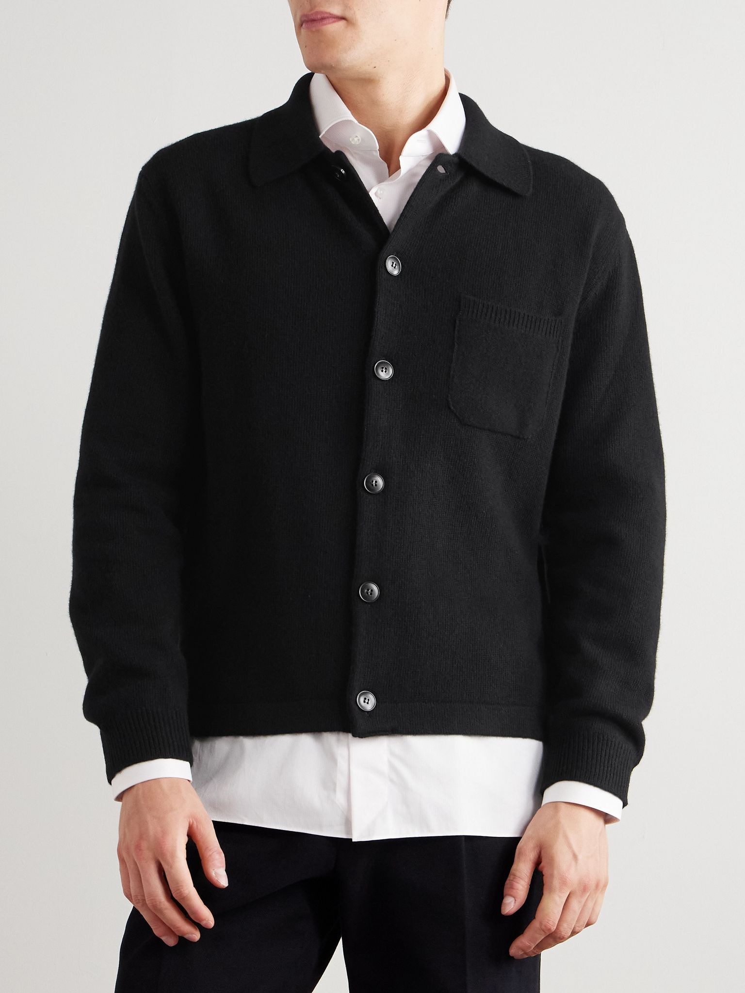 Wool and Cashmere-Blend Cardigan Black - 3