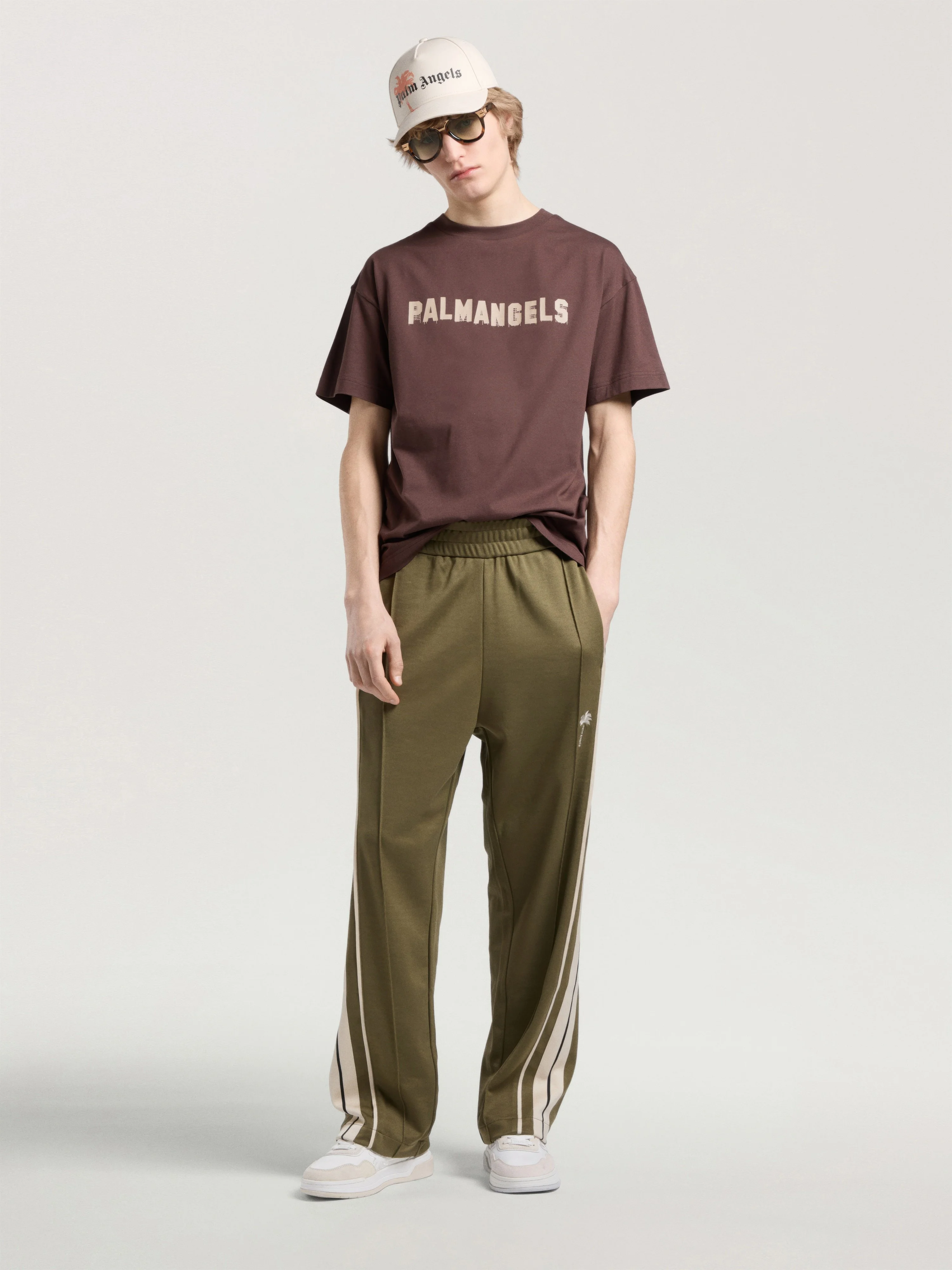 Palm Tree Striped Track Pants - 1