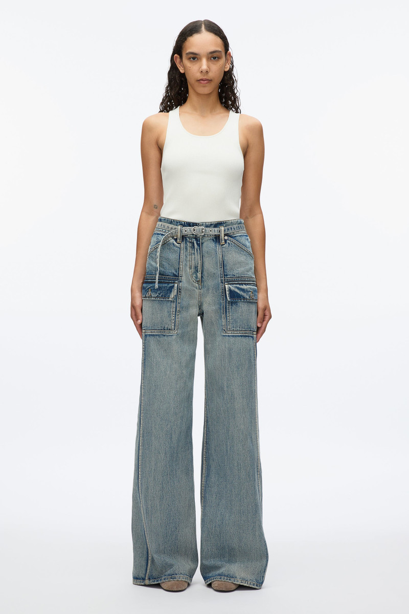Cargo Wide Leg Belted Jeans 1