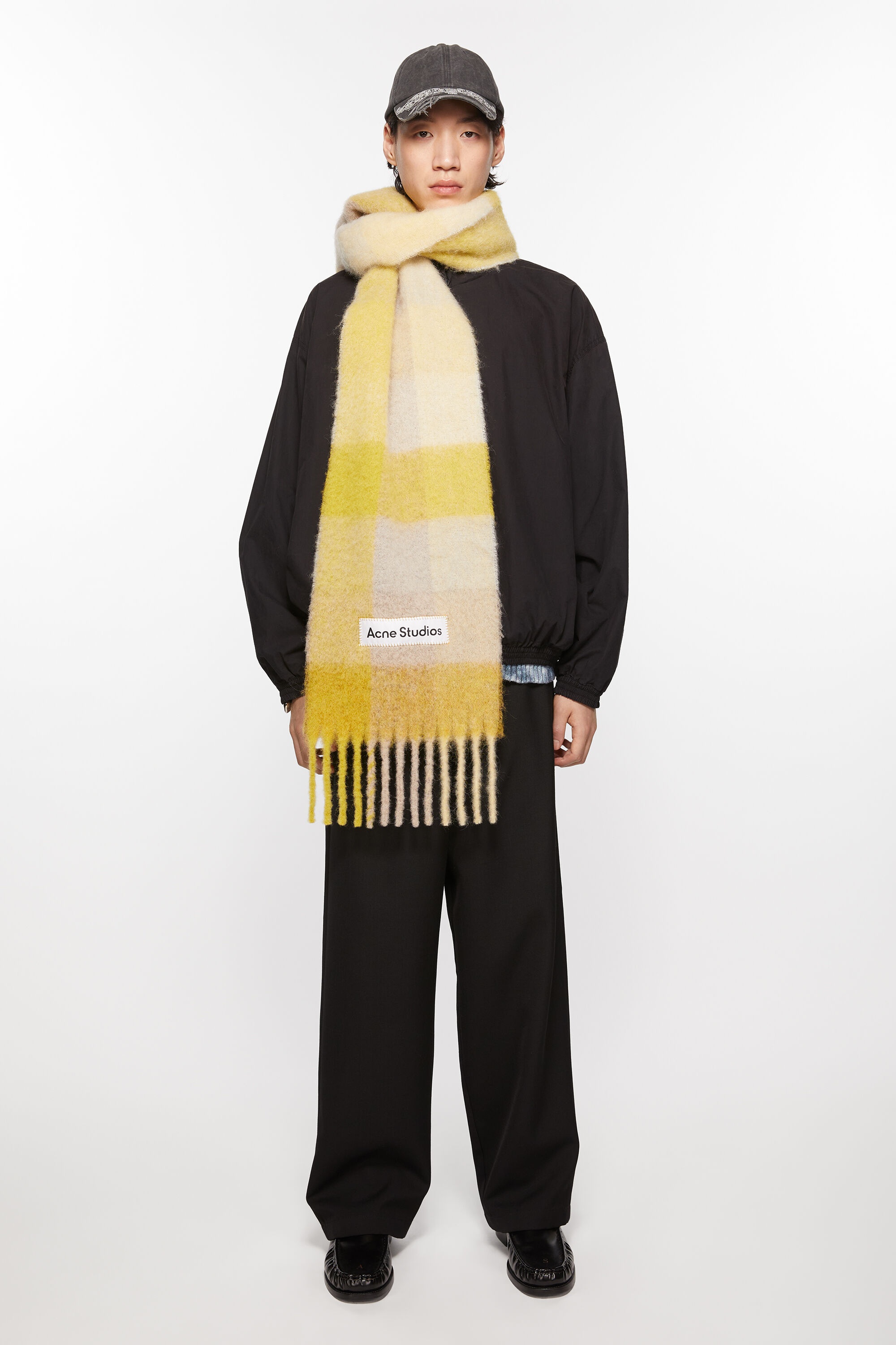 Mohair checked scarf - Beige/yellow - 3