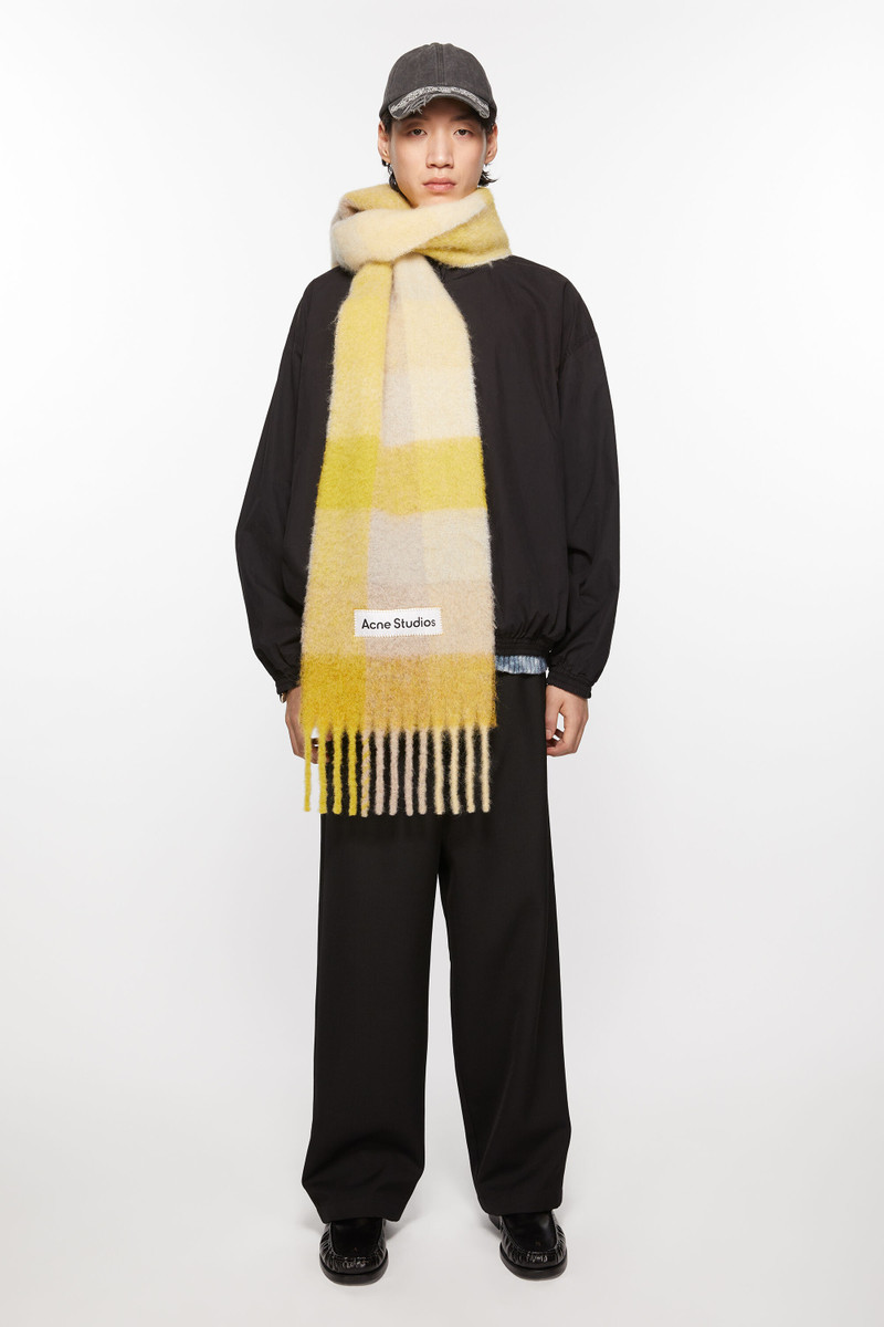 Mohair checked scarf - Beige/yellow 3