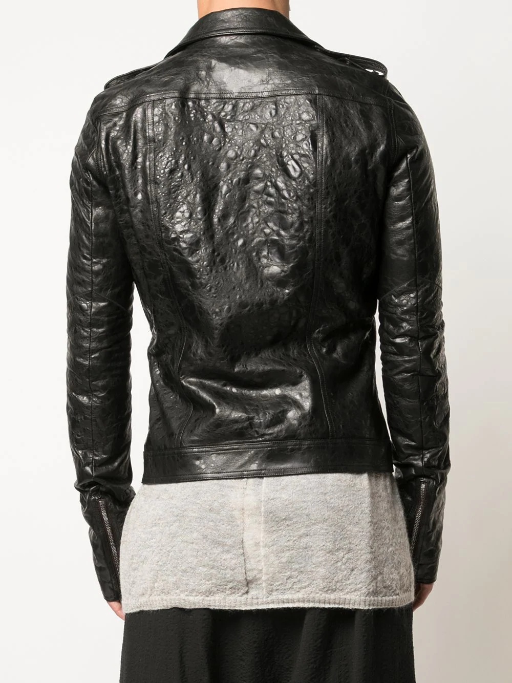 pebble effect leather jacket - 4