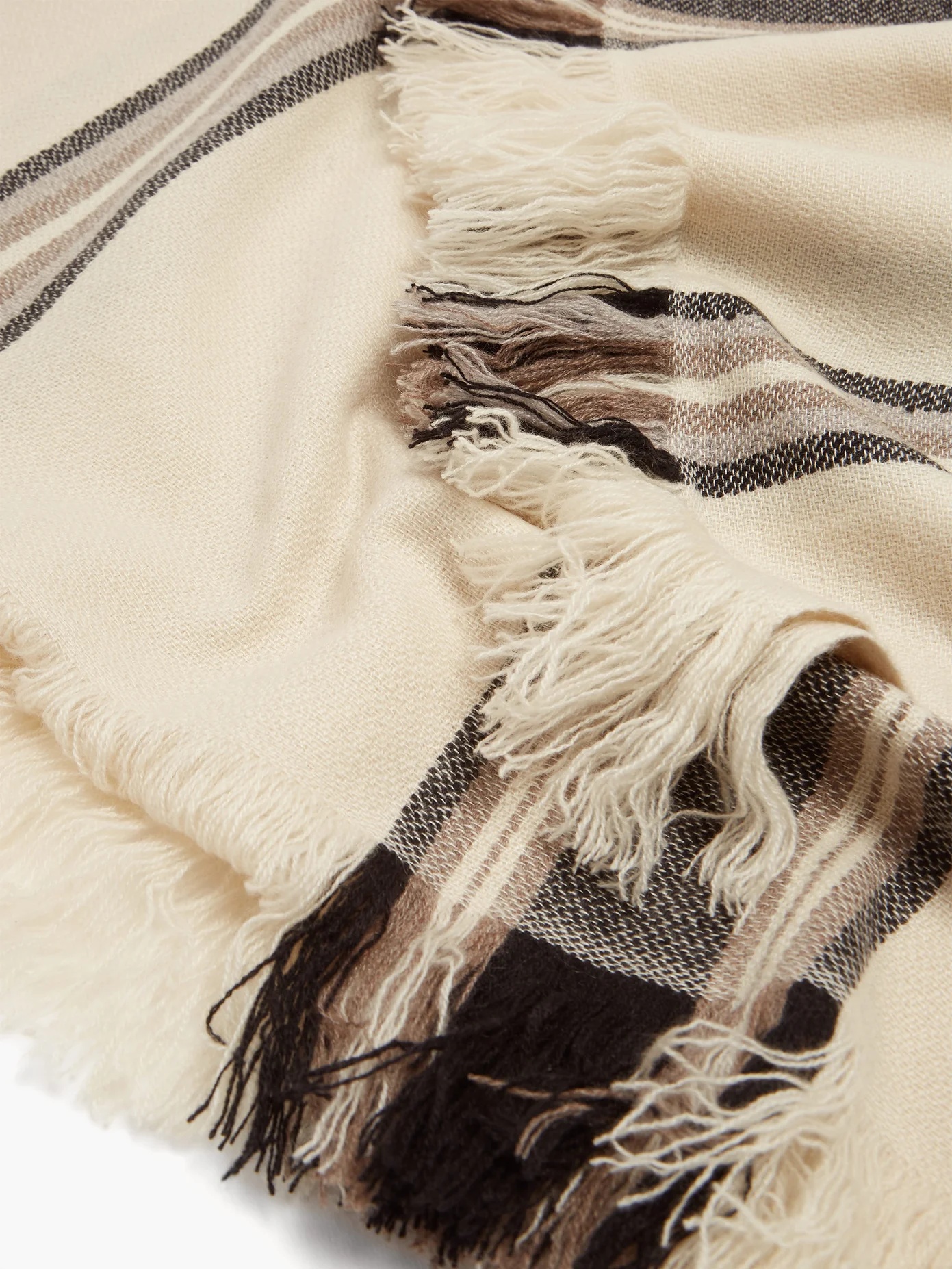 Carver jacquard-striped cashmere scarf - 2