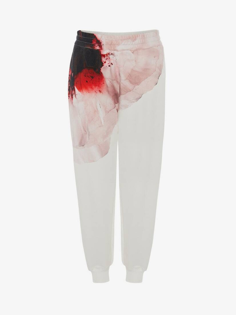 Anemone Print Joggers in White/pink 1
