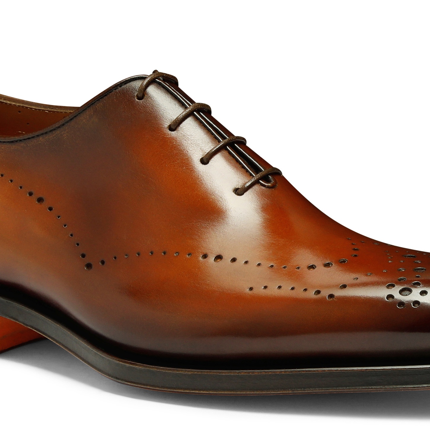 Men's brown leather Oxford brogue shoe - 5