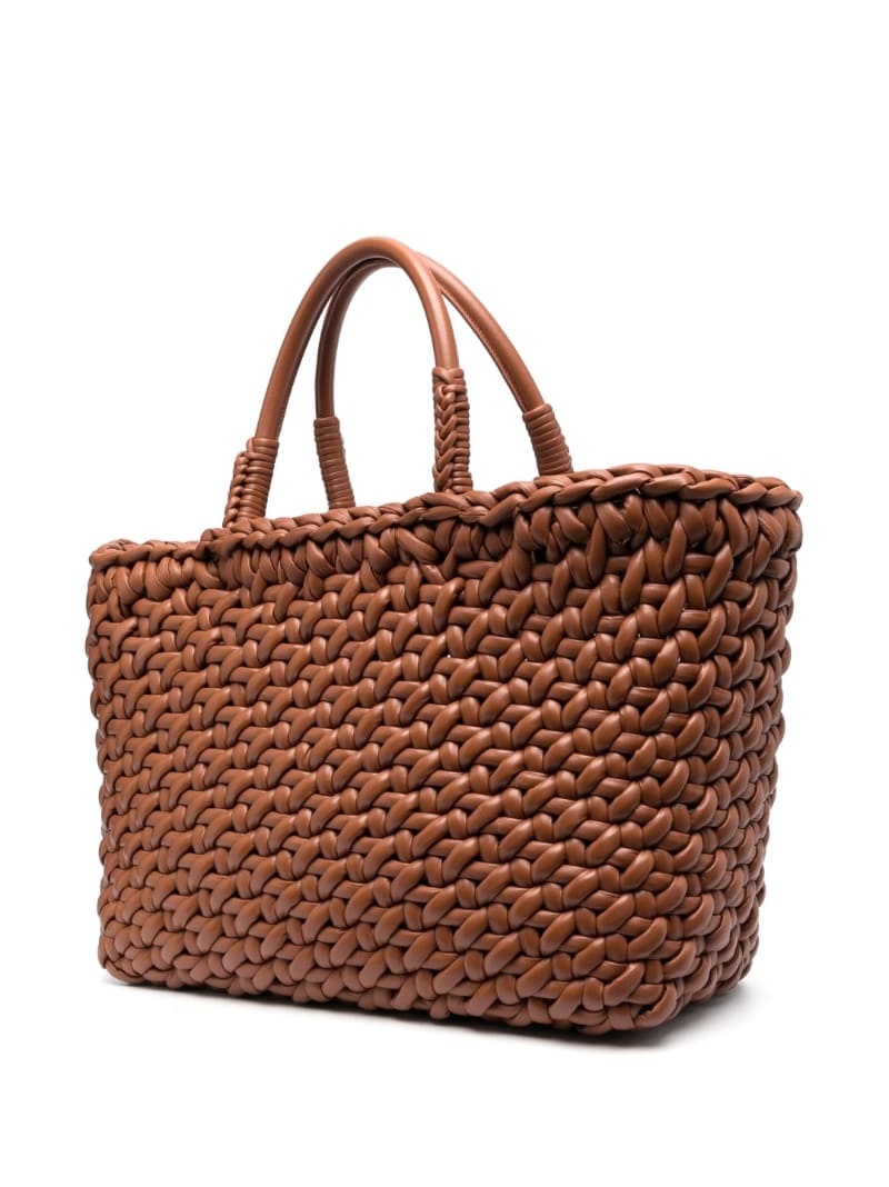 interwoven-design leather tote bag - 3