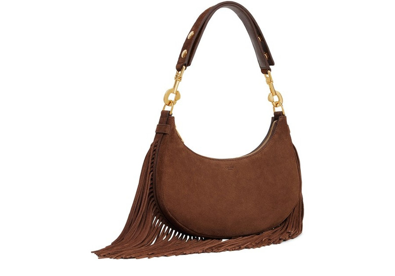 CELINE Medium ava strap bag with fringes in suede calfskin outlook