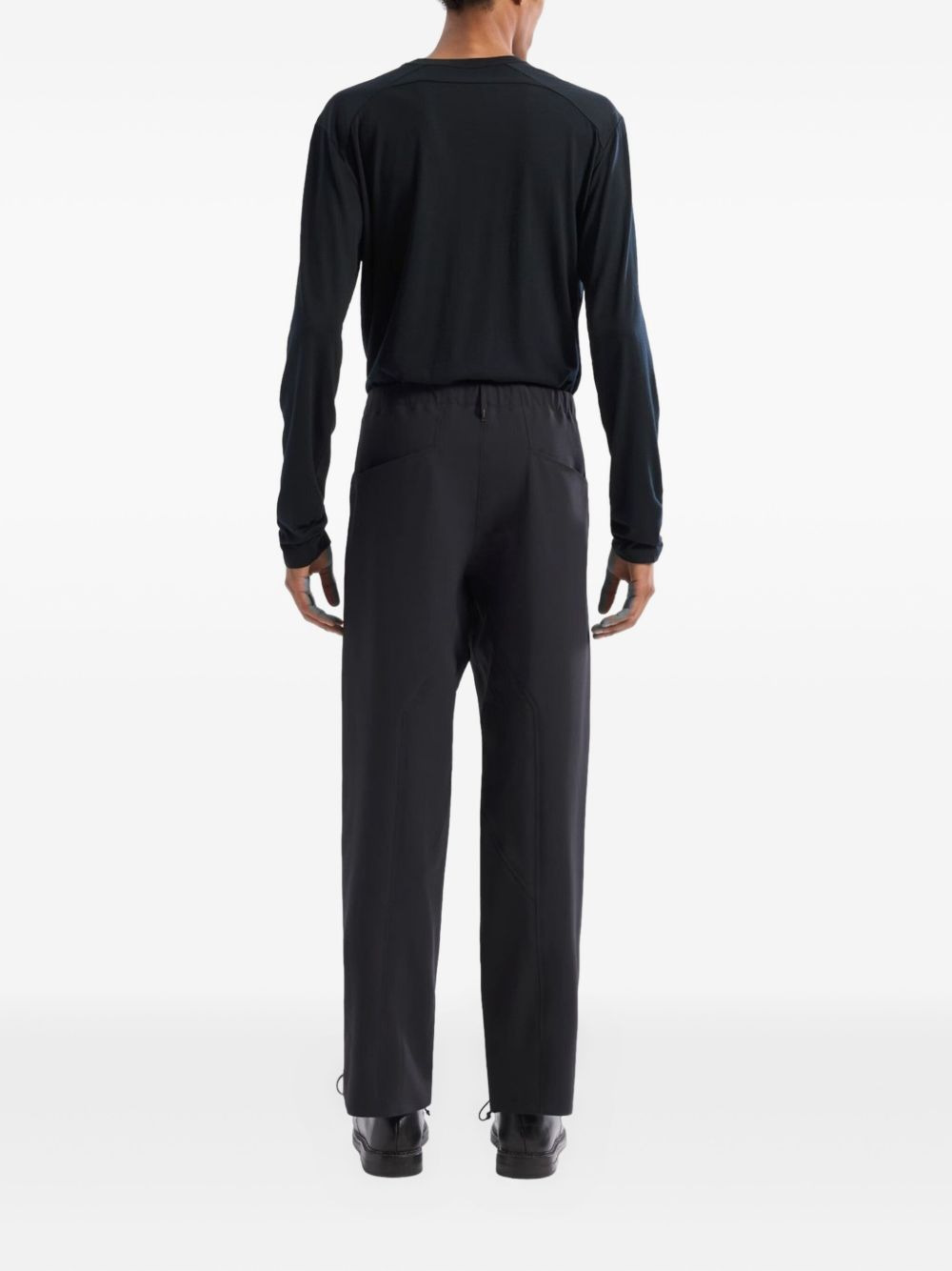 elastic-waistband straight-leg trousers - 3