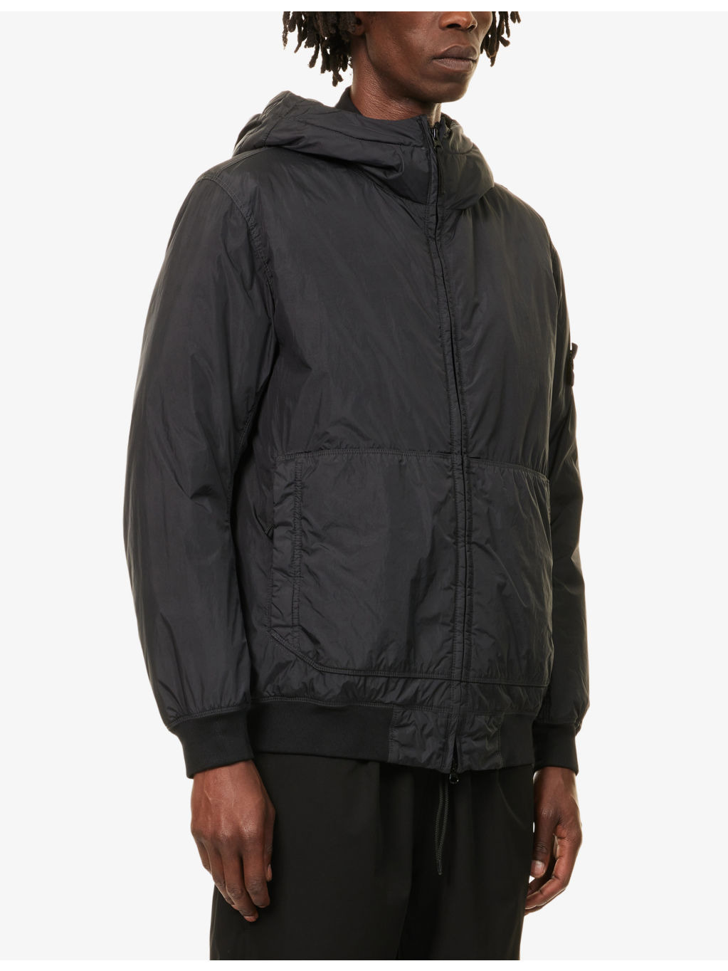 Garment Dyed Crinkle Reps Logo-Patch Padded Shell Jacket - 3