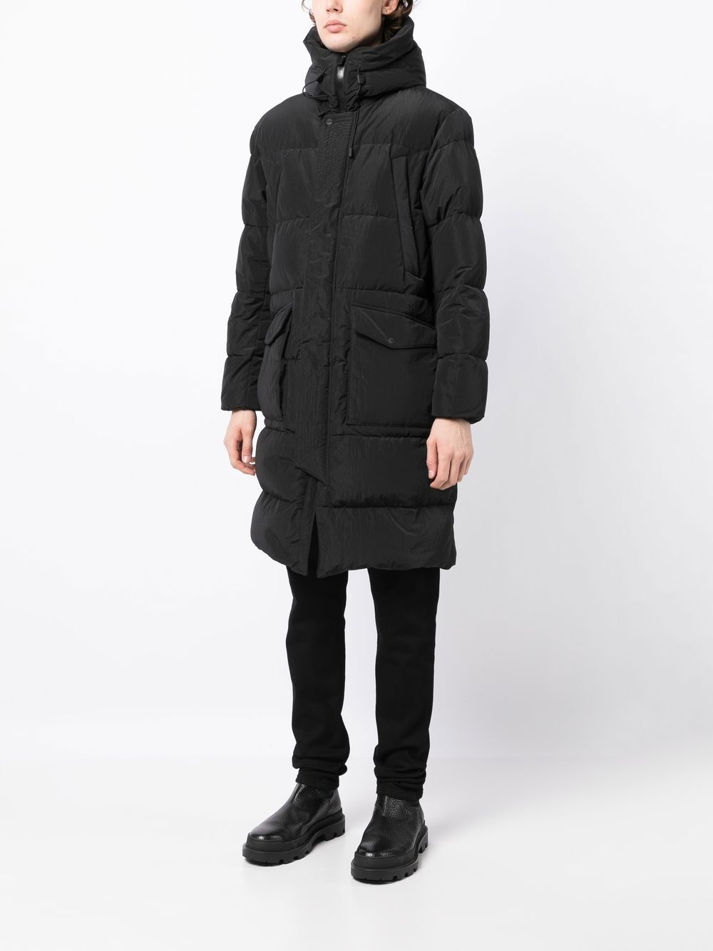 panelled down mid coat - 3