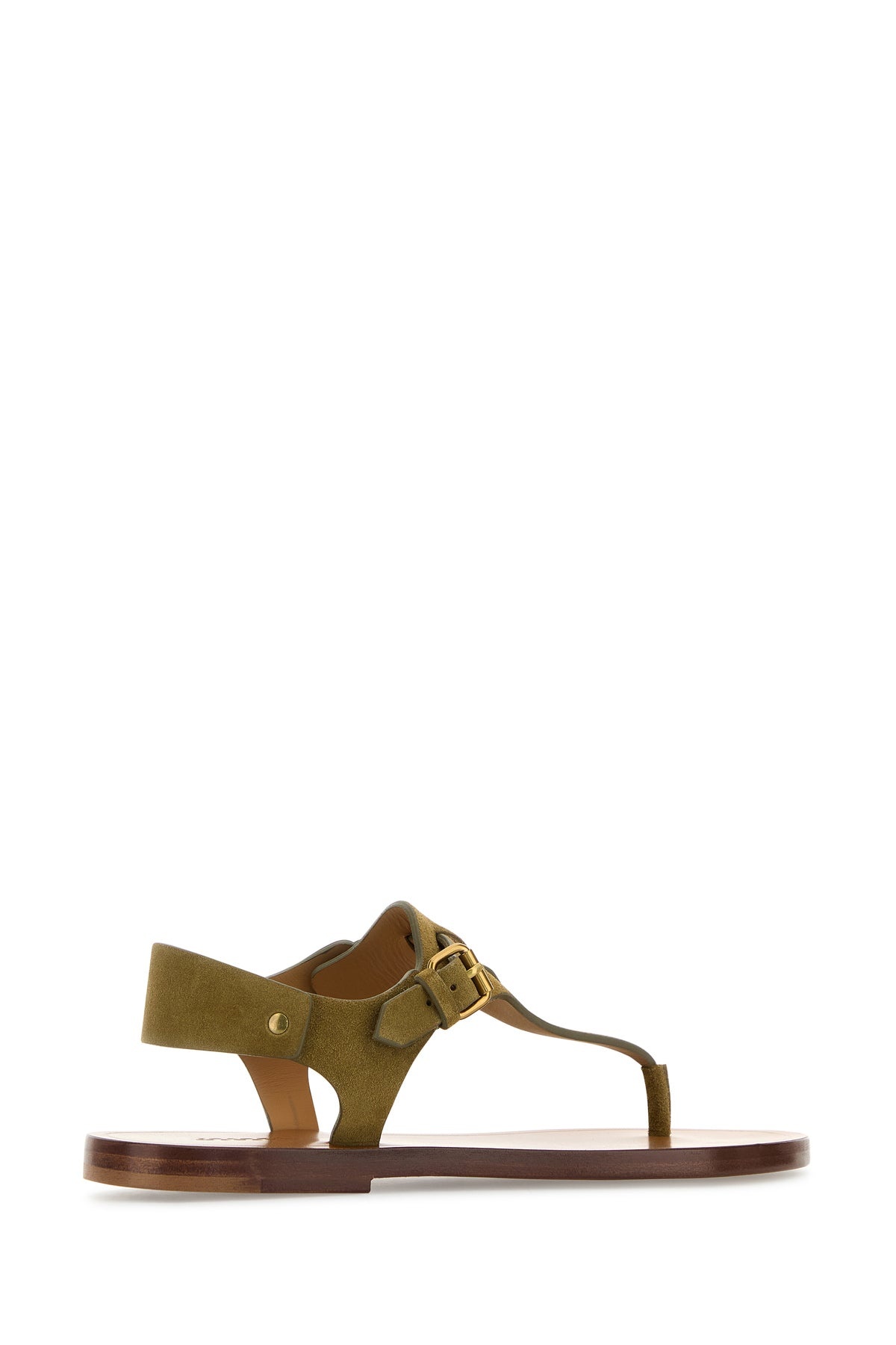 Army green suede thong sandals - 3