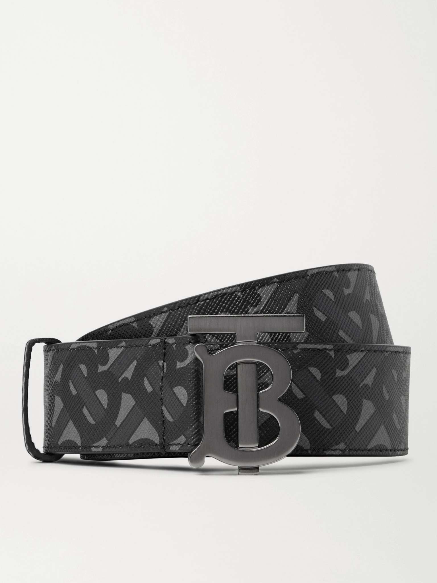 3.5cm Reversible Logo-Print E-Canvas and Leather Belt - 1