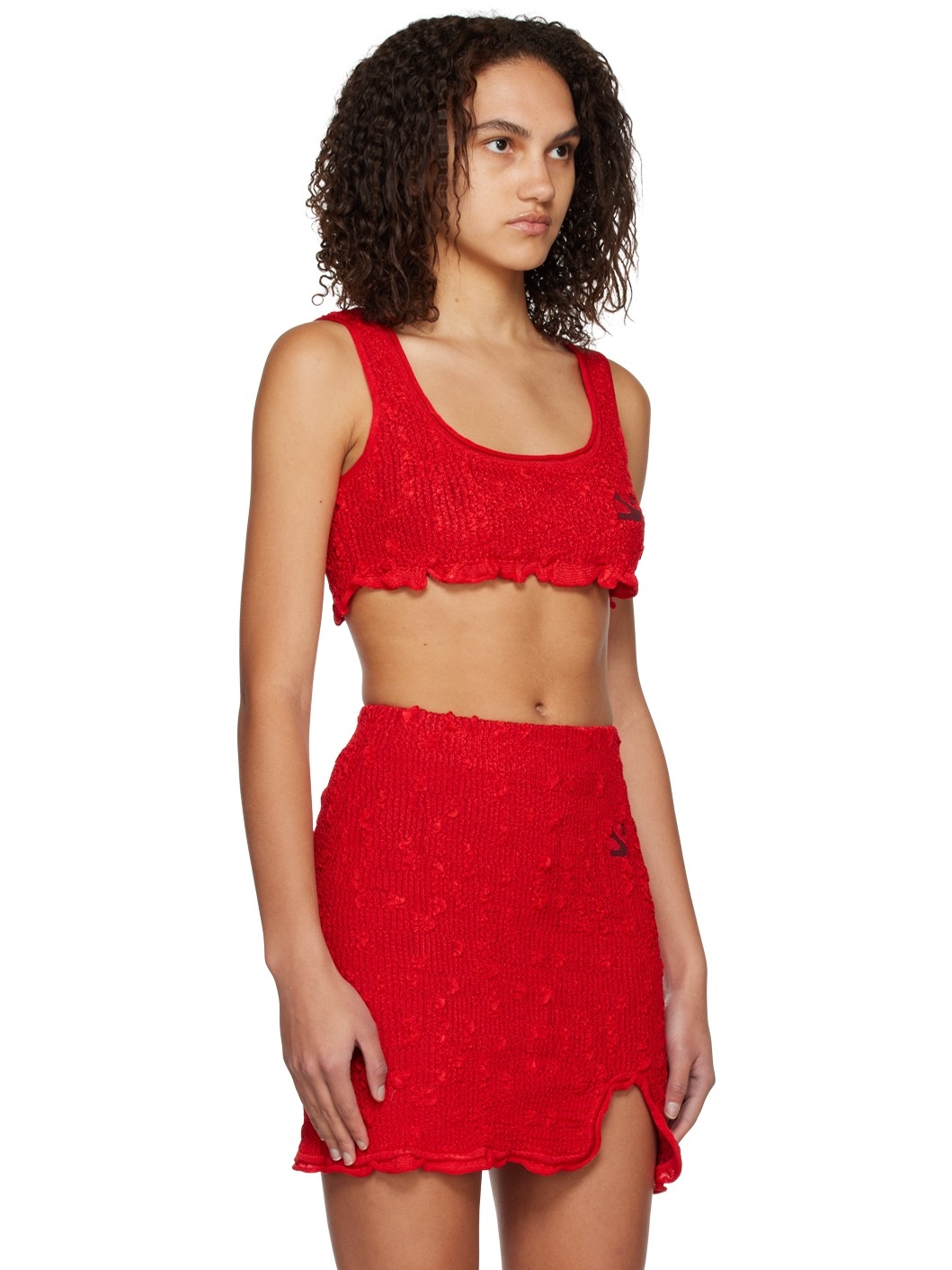 Red Cropped Tank Top - 2