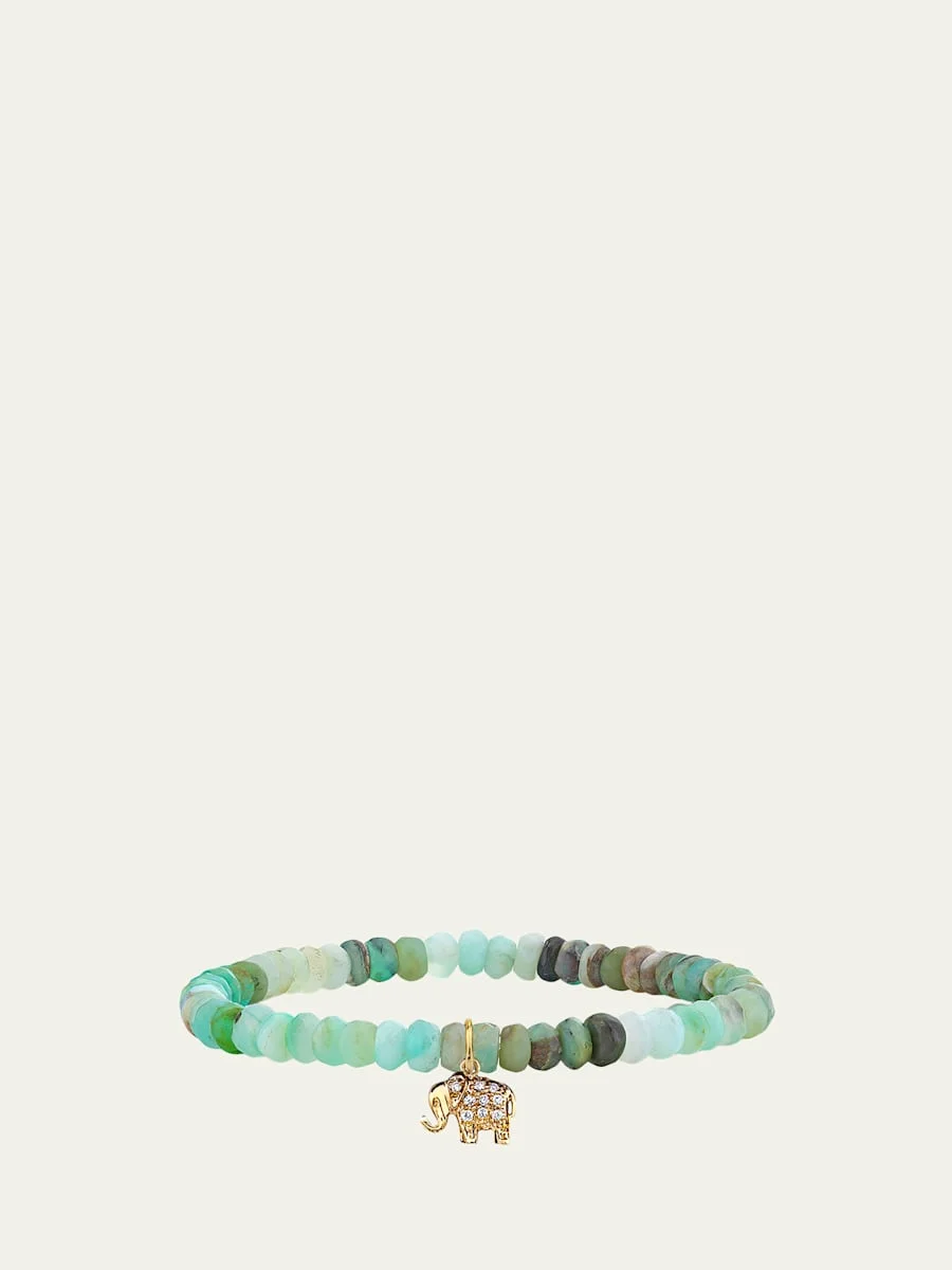 14K Diamond Mini Elephant Charm on Opal Bracelet - 1