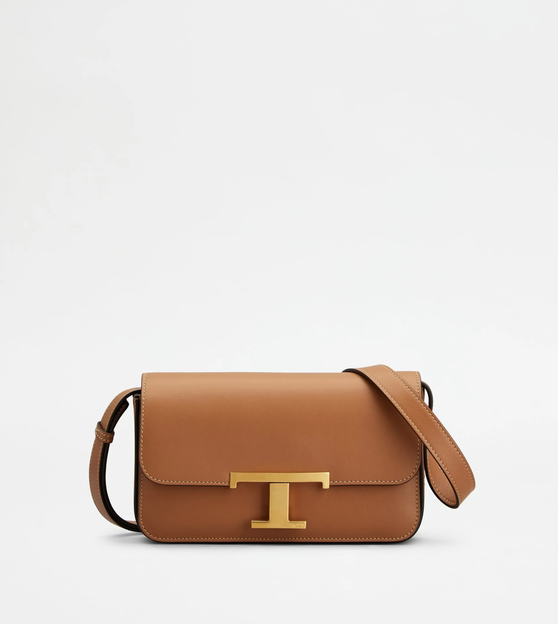 T TIMELESS CROSSBODY BAG IN LEATHER MICRO - BROWN - 1