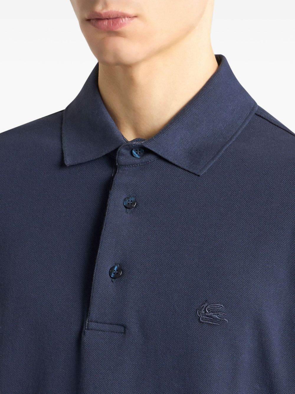 logo-embroidery long-sleeve polo shirt - 3