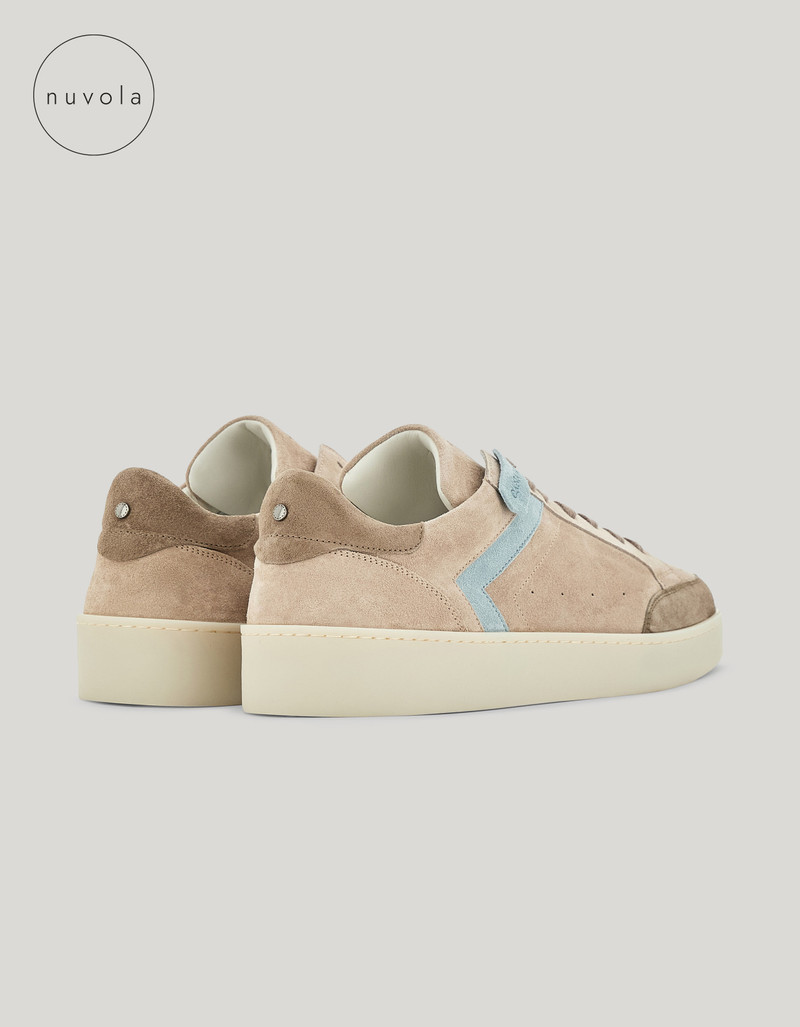 Canali CANALI NUVOLA BEIGE AND GREEN CALFSKIN SUEDE SNEAKERS outlook