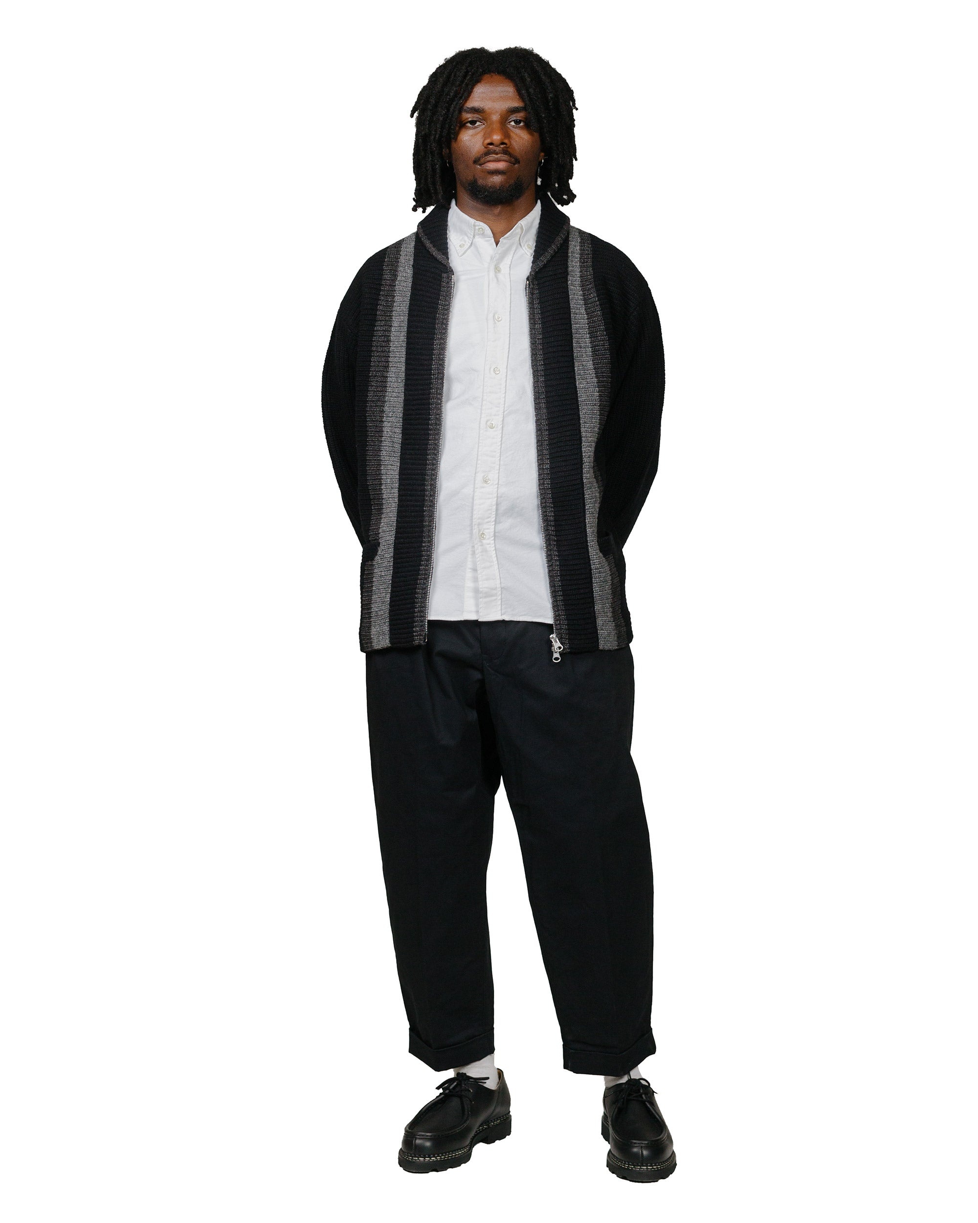 Full Zip Shawl Collar Knit Black - 4