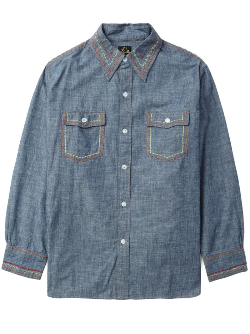 contrast-stitching denim shirt 1