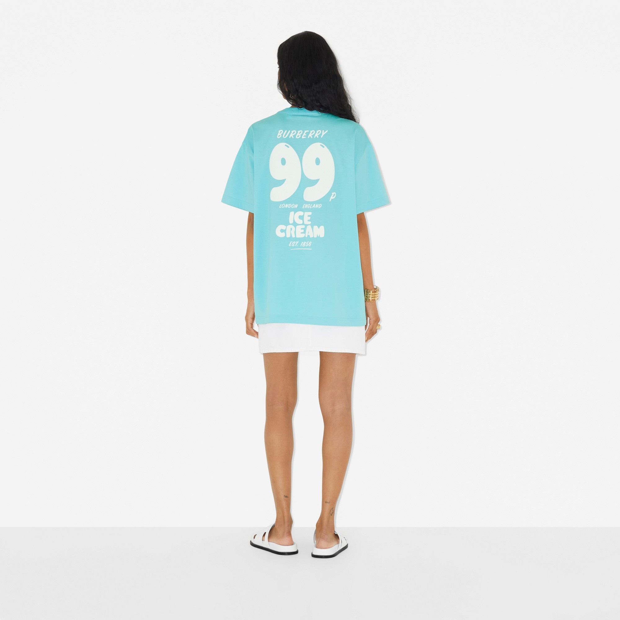 Ice Cream Print Cotton Oversized T-shirt - 4