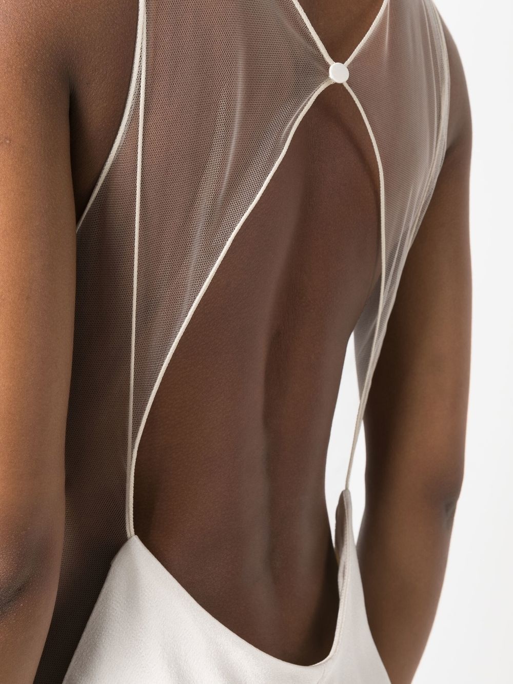 sheer-neck silk gown - 5